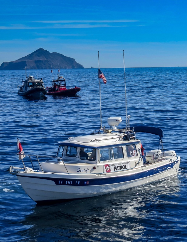 At CG Memorial Seervice off Santa Cruz Island.  Serving as official photo boat for the event.