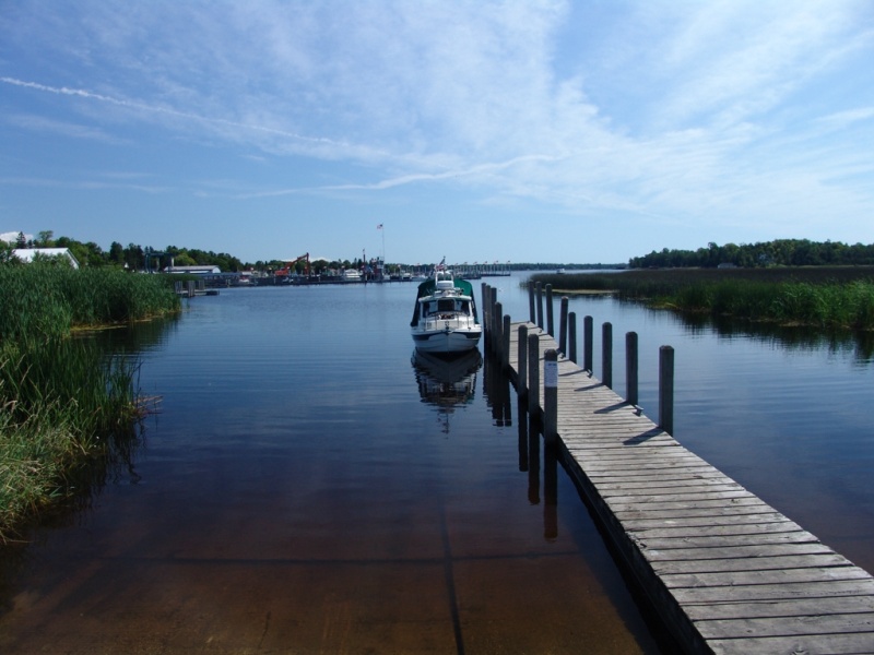 At the Cedarville township dock. The center of the Les Cheneaux Island area.