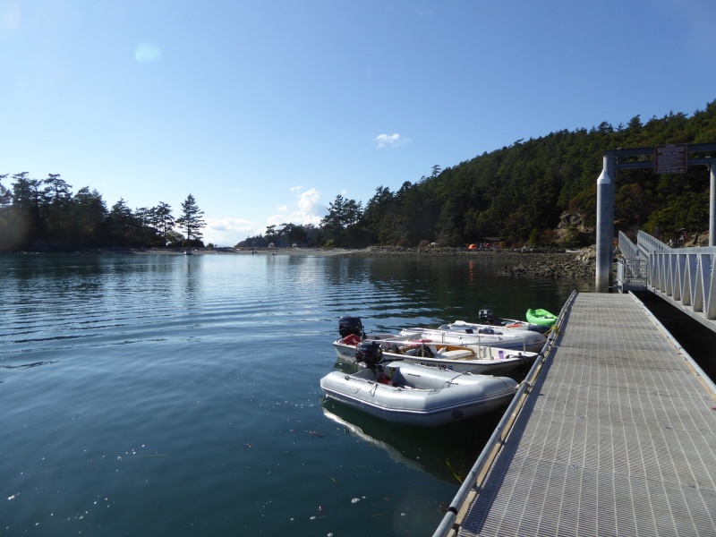 At the dinghy dock in Fossil Bay Saturday afternoon.