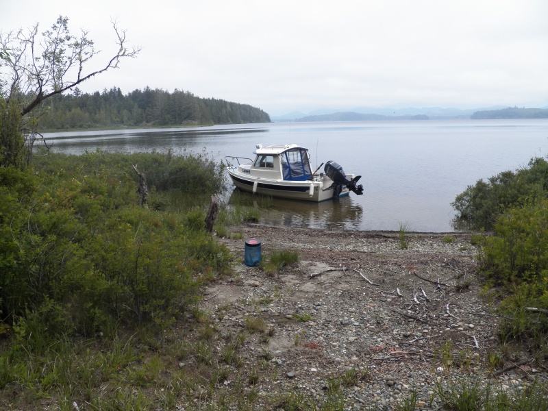 At the head of Allen Bay is Allen Slough.  I poled in to this bare spot and threw out my bear can containing all of my food.  The Ranger said it keeps critters from going aboard while I'm gone.