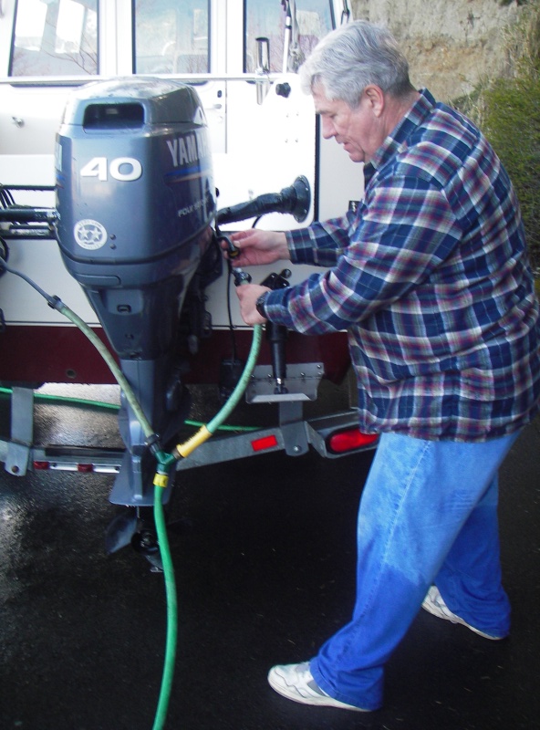 Attach the "Y" to the rinse hose first, and then the OB ports.