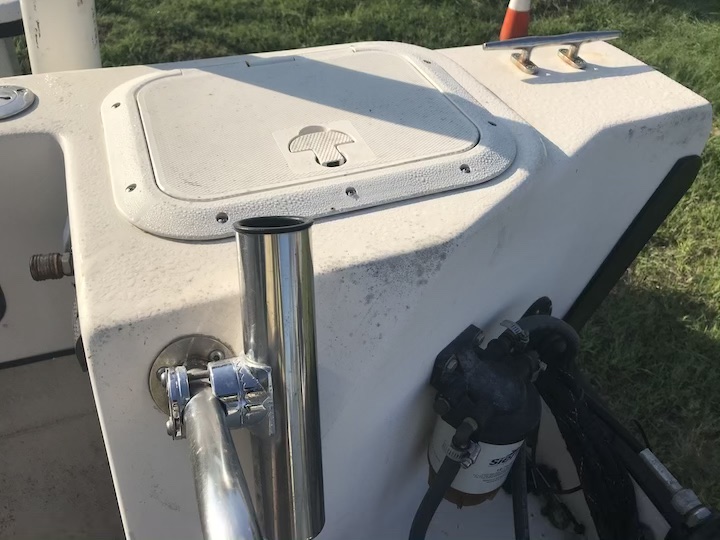 batteries inside, total of two of these rod holders in front of engine well.