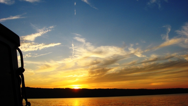 Beautiful sunset with cross on Cayuga