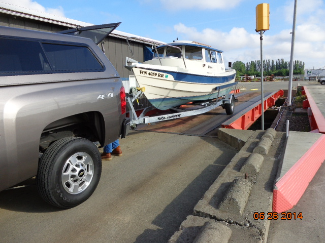 Bellingham 6-25-2014: Another photo of the C-Dory on the scales.
