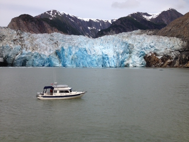 Betty Joe at face of North Sawyer Glacier in Tracy Arm