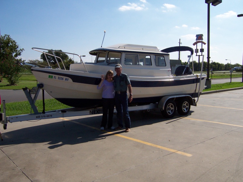 Bill and Sue with their new 2003 C-Dory 22 in Lafayette, Louisiana.