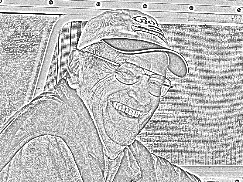 Bill on Halcyon at Fossil Bay 7-20-11 Sketch