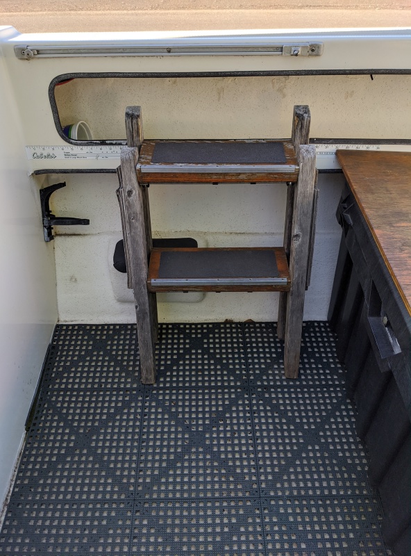 Boarding ladder & fire extinguisher mount