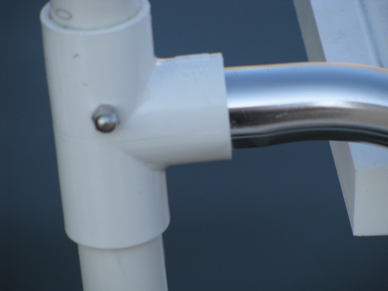 Boarding Ladder -- The Garelick fits into the PVC T-Joint, and is secured with a SS bolt and nut.