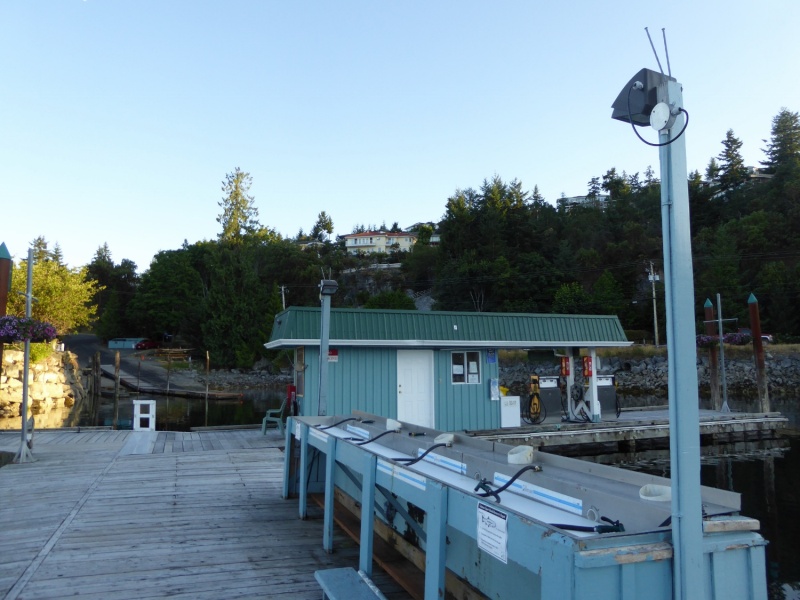 Boat launch, Fuel Dock, and Fish Cleaning station tucked away in the corner of Schooner Cove Marina