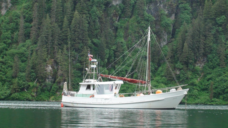 Both Sam on the Retriever & us talked to the folks aboard this 44 foot motor sailor from Australia who came 25000 miles to anchor here in Red Bluff Bay