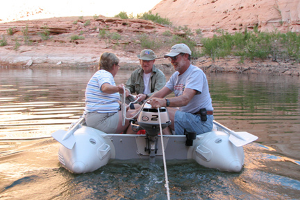 Brent and Dixie towing our dinghy