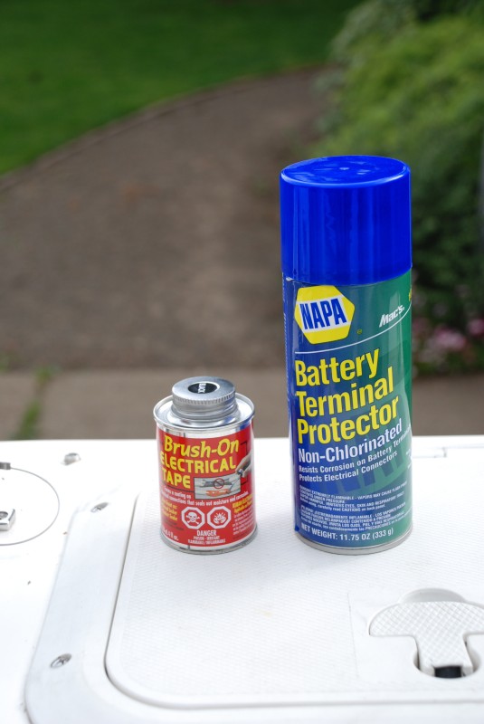 Brush on "electrical tape" and terminal protector