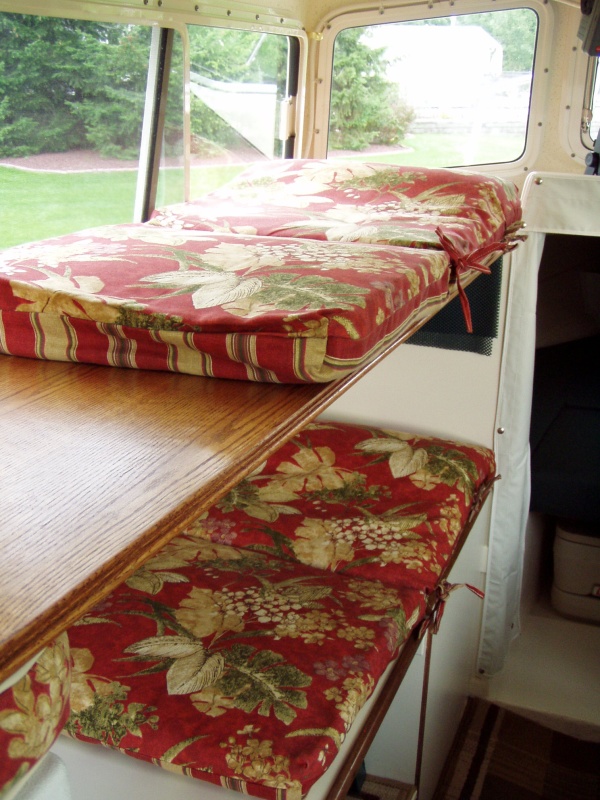 Bunk Beds Illustrated with Sofa Cushions (see more photos in subalbum, Dinette to Sofa Conversion)