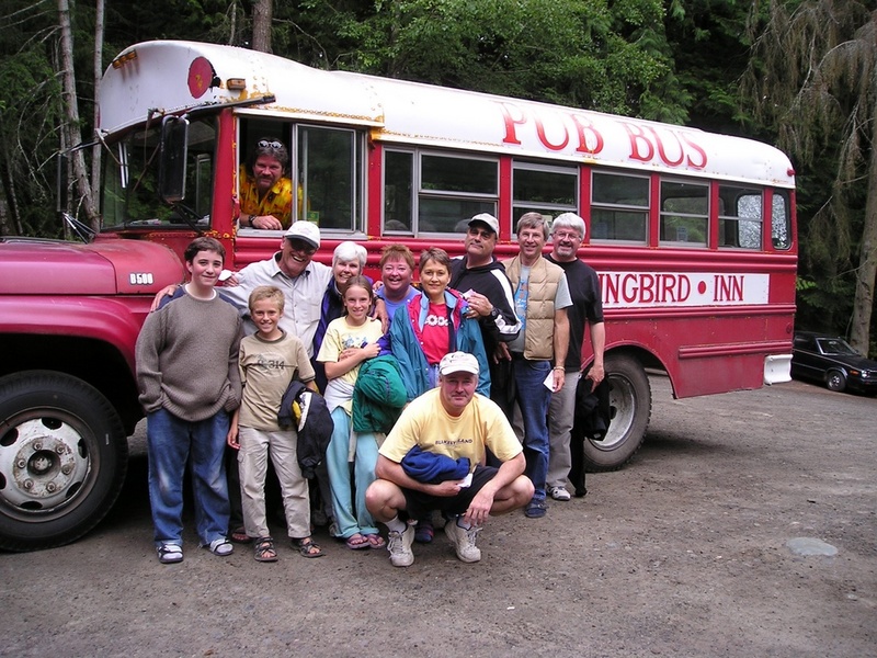 Bus that took us up to the Hummingbird Inn and Pub from the Marina at Montague Harbor, Galiano Is.