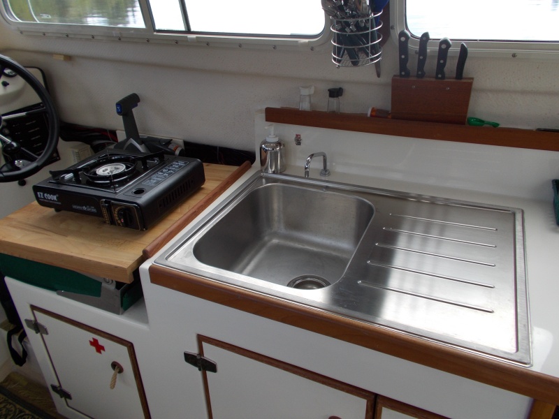 butane stove in place. handy with the window close by.