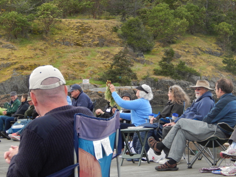 C-Brats at the awards ceremony, including Patti with Neptune's trident, 
in preparation for naming ceremony