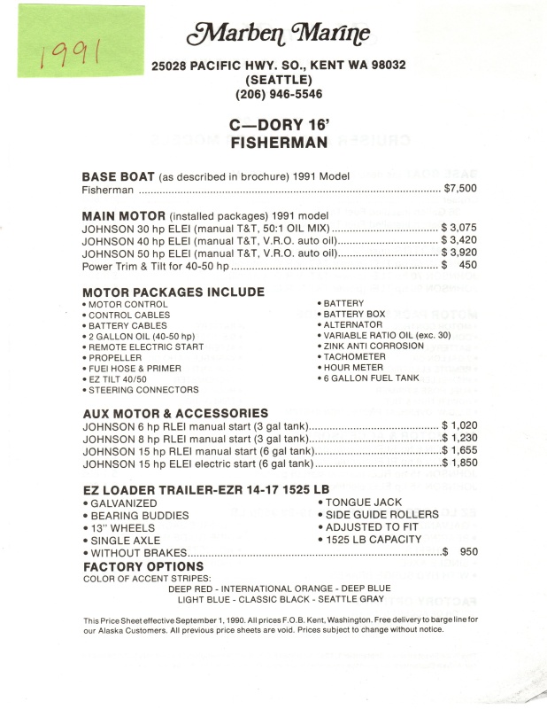 C-Dory 1991 
16' Fisherman