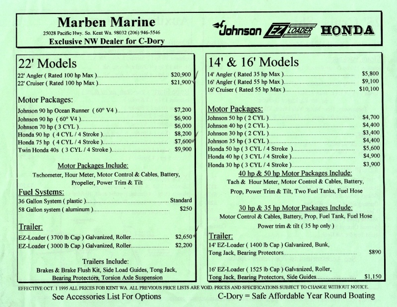 C-Dory 1995 - 1996 22', 14 & 16 Models Page 2