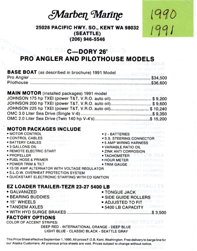 C-Dory 26' 1990 
Pro Angler & Pilothouse models 
Page 1