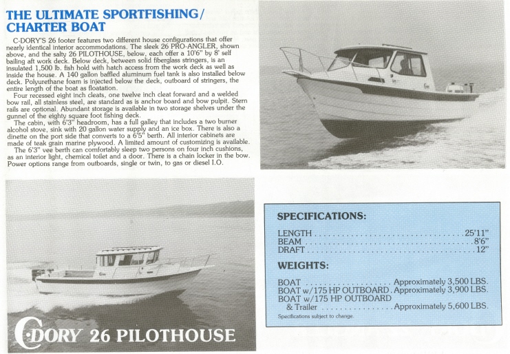 C-Dory 26 pro-angler    Scanned from a C-Dory brochure from 1989
