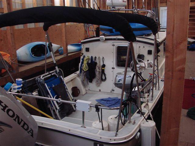 C-Dory in boathouse