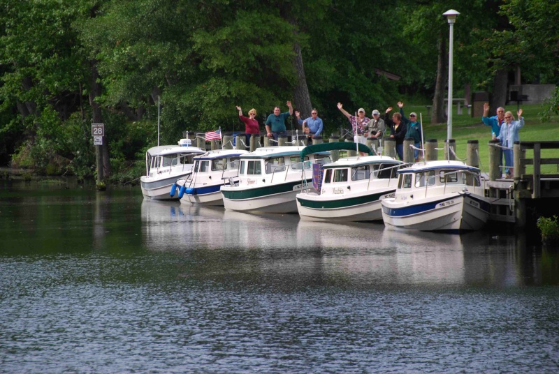 C-Dory NC-VA Loop Flotilla visit to the Dismal Swamp Center on 2012-05-18.
From right to left: SEA QUEST,  MUNCHKIN,  SKIMMER,  ORCA and  OSPREY.

ALL vessels made excellant landings this day. A sign of the quality of skippers that they represent.