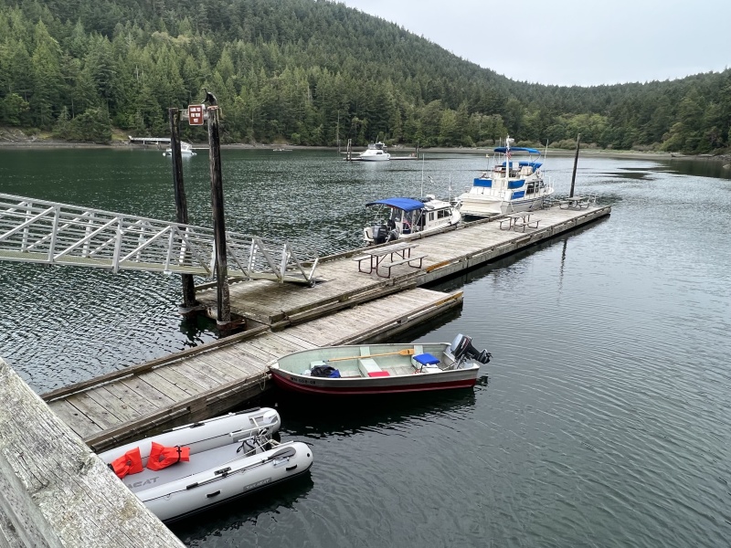 C-Traveler on the park dock in Reid Harbor, Stuart Island