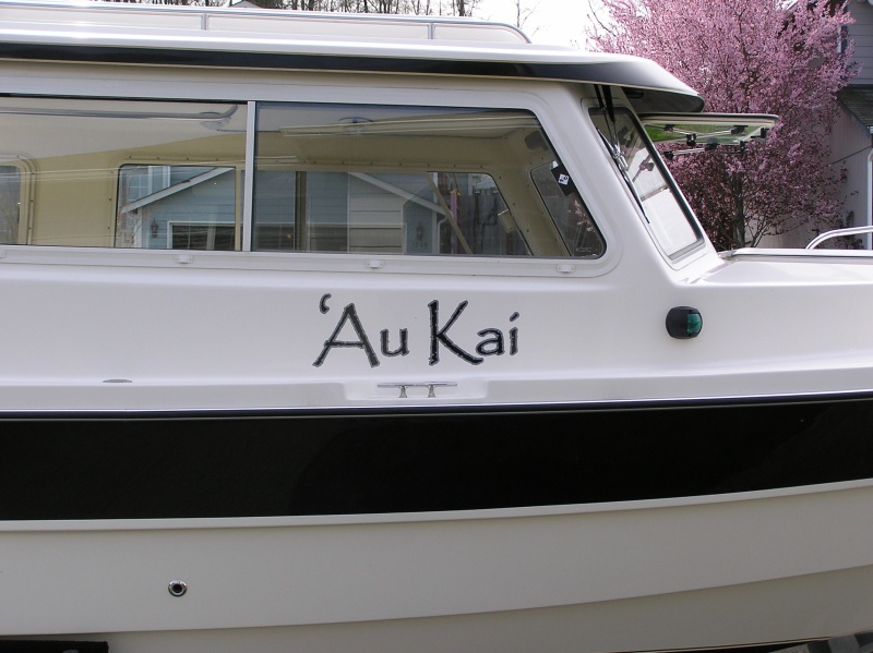Came out OK I think.  Black with a gray outline to match the boat.