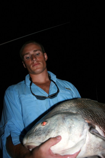 Cameron knows the secret is to stare those fish down!
