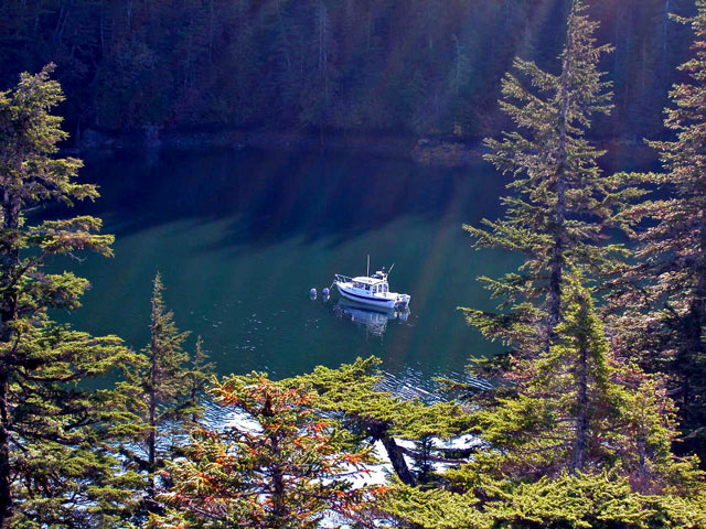 Cannery Ruins, McClure Bay, 10-14-06, Coho at anchor