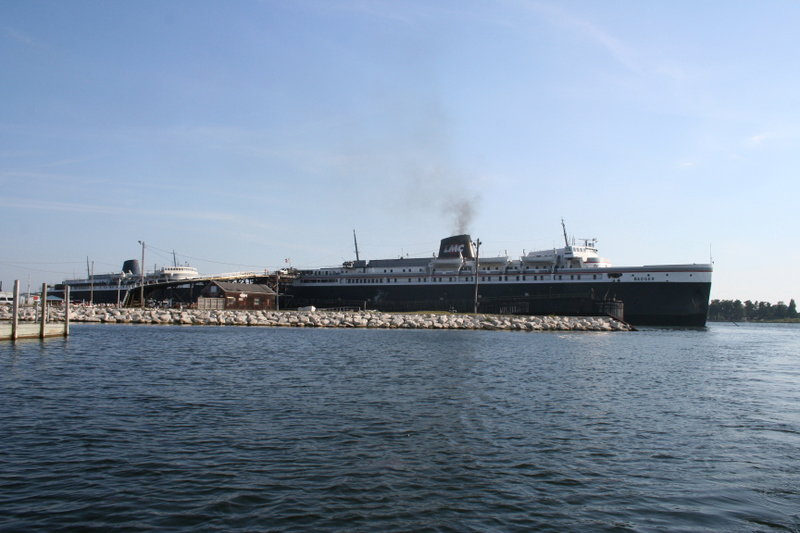 Car ferry Badger docking at Ludington, MI.