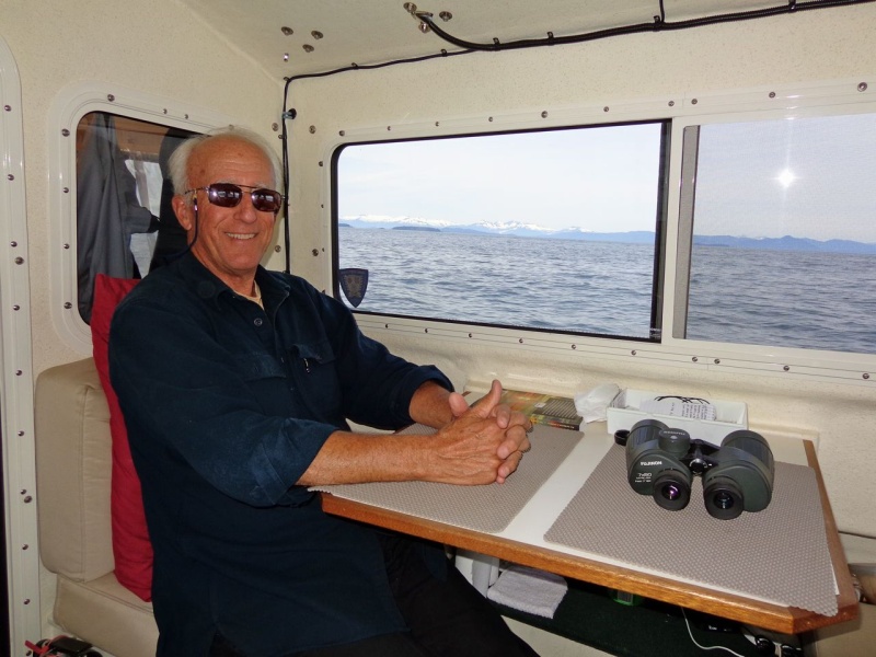 Casey relaxing and spotting whales.