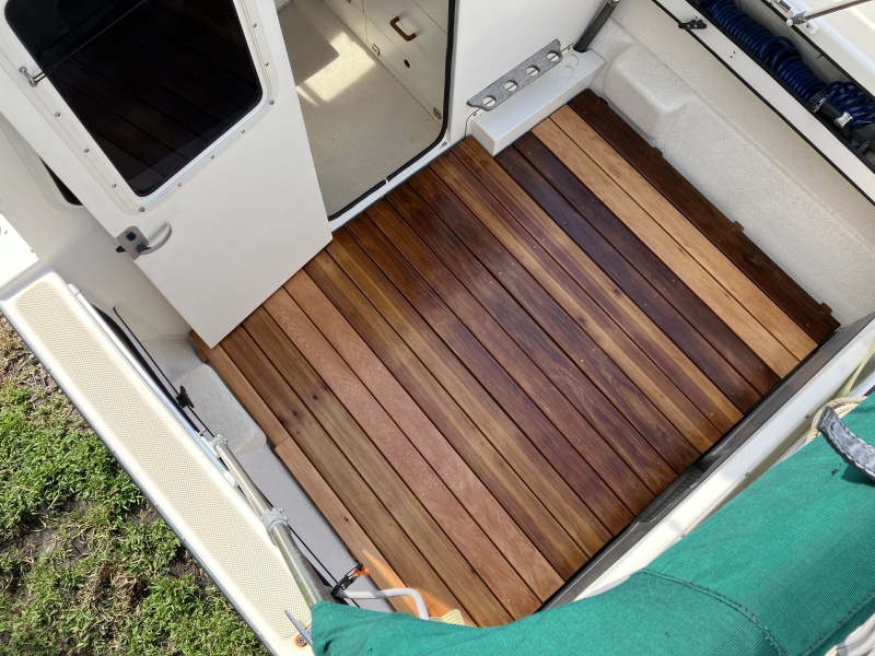 Cedar deck grates are built in 3 sections for easy cleanout.