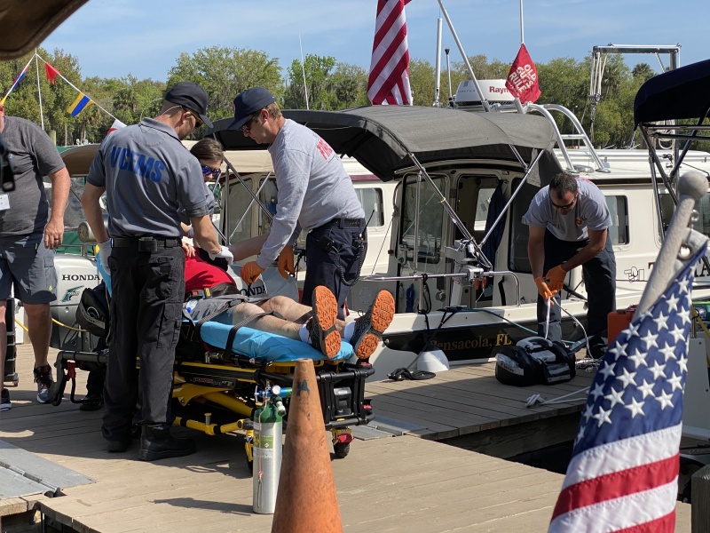 CG aux inspection on Thataway.... no sooner than the man said ?I feel like I?m gonna pass out??, Marie had a blood pressure cuff out taking pressure and pulse