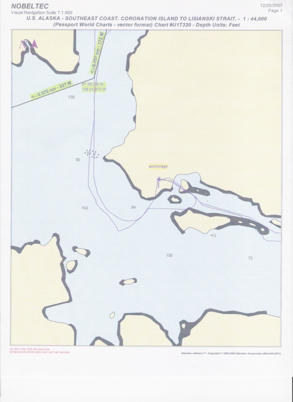 Chart copy Sister Lake-Chichogof Wilderness during Gale