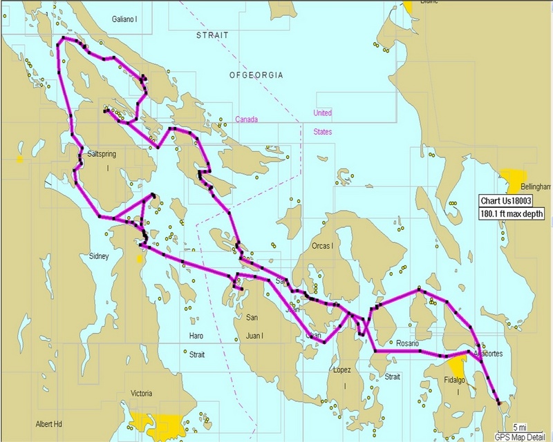 Chart of Gulf Island Cruise