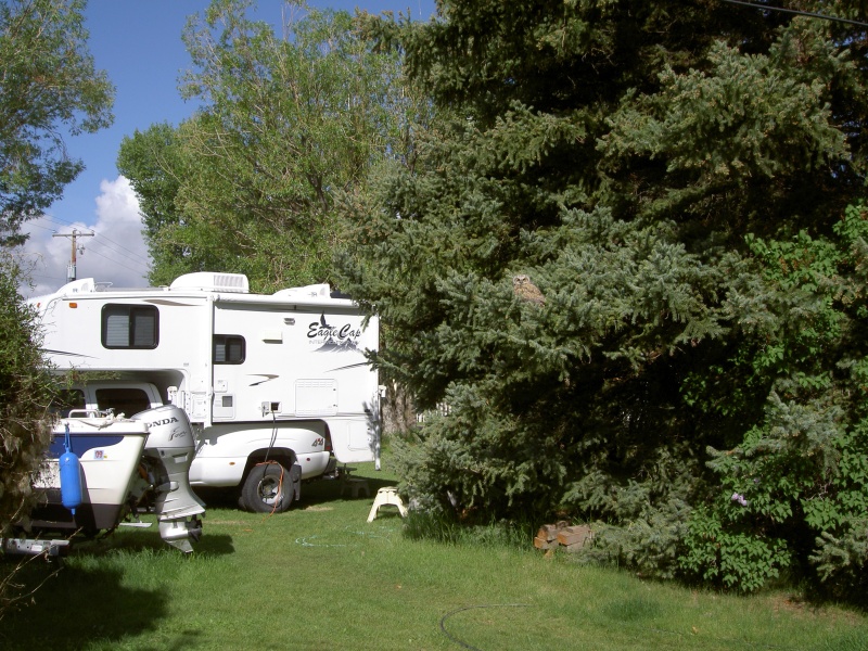 Chick with our new Eagle Cap Truckcamper in the background