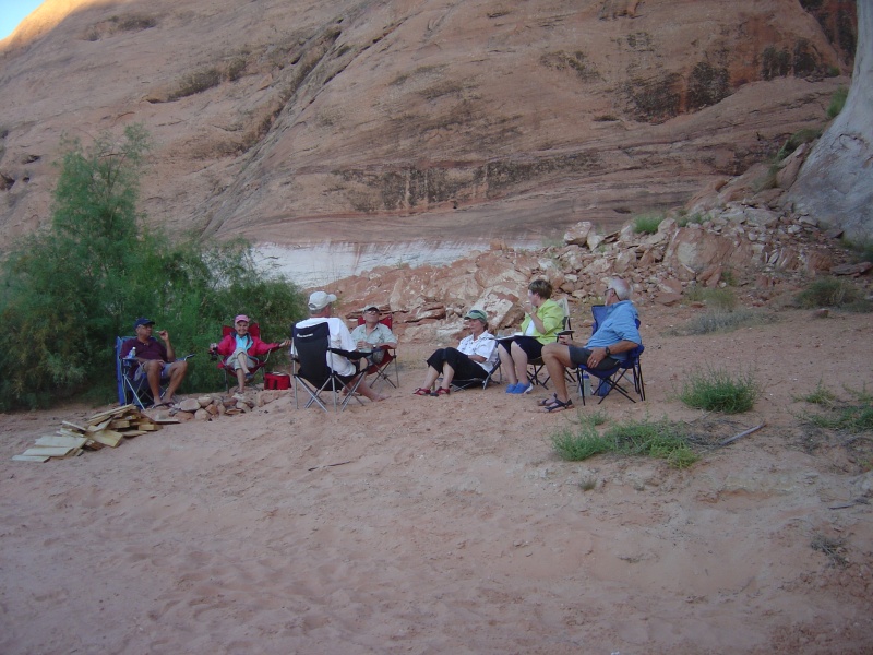 Chris, El, Bob (with back to camera), Bill, Robbi, Betsy, and Lyle relaxing in Oak Canyon