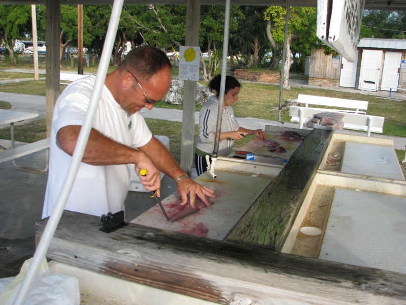 Cleaning fish at Knights Key