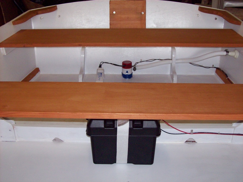 Close up of the bilge wiring.