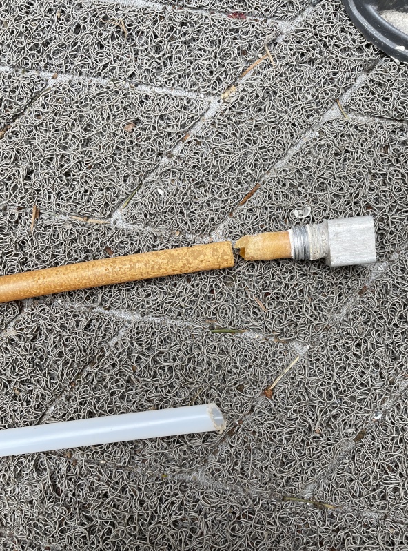close up rotted pickup tube