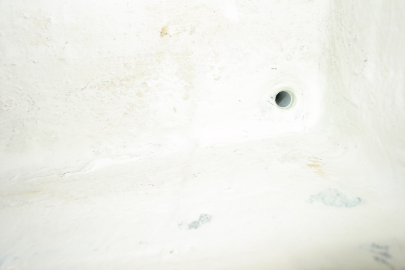 Close up view of drain hole through the hull.