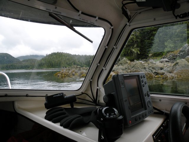 Closeup of helm departing Amalga