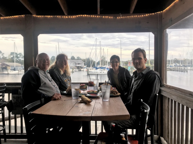 Colby and Rosanne having dinner with Steve and Tina at the Oarkhouse in Pensacola (on the way home.)