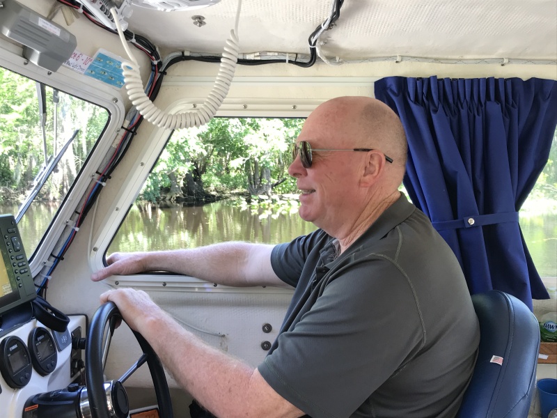 Colby piloting the Hontoon Dead River