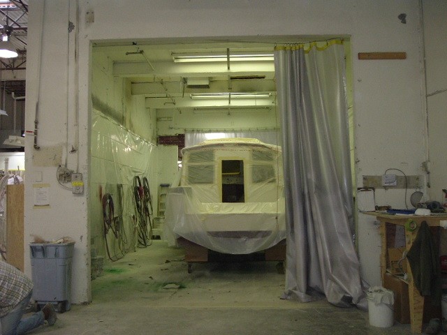 Completed hull/cabin/top in the spray booth (Fri 3/25)