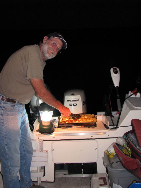 Cooking the catch.
