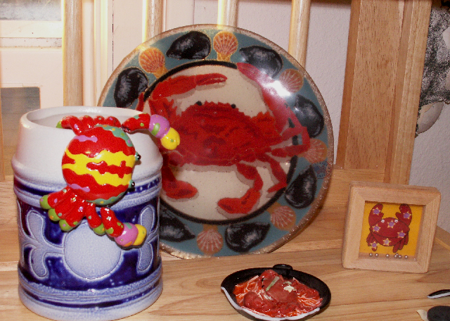Crab Plate and Crab on Beer Mug