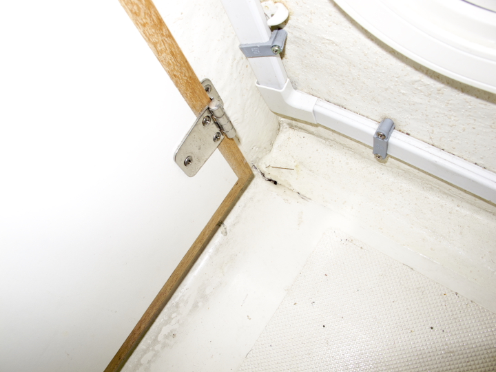Cracks in sole seam by cabin door interior